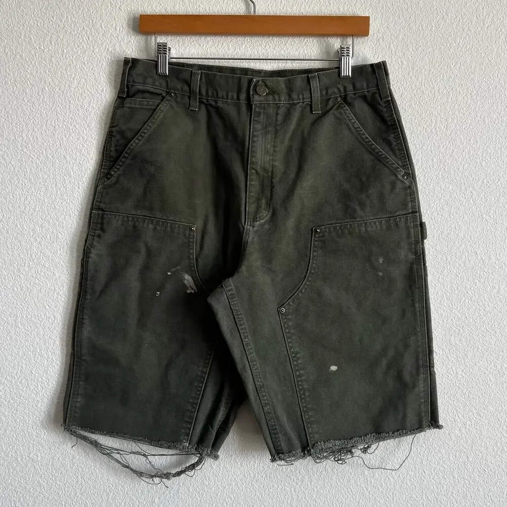 Carhartt green double knee work wear carpenter shorts